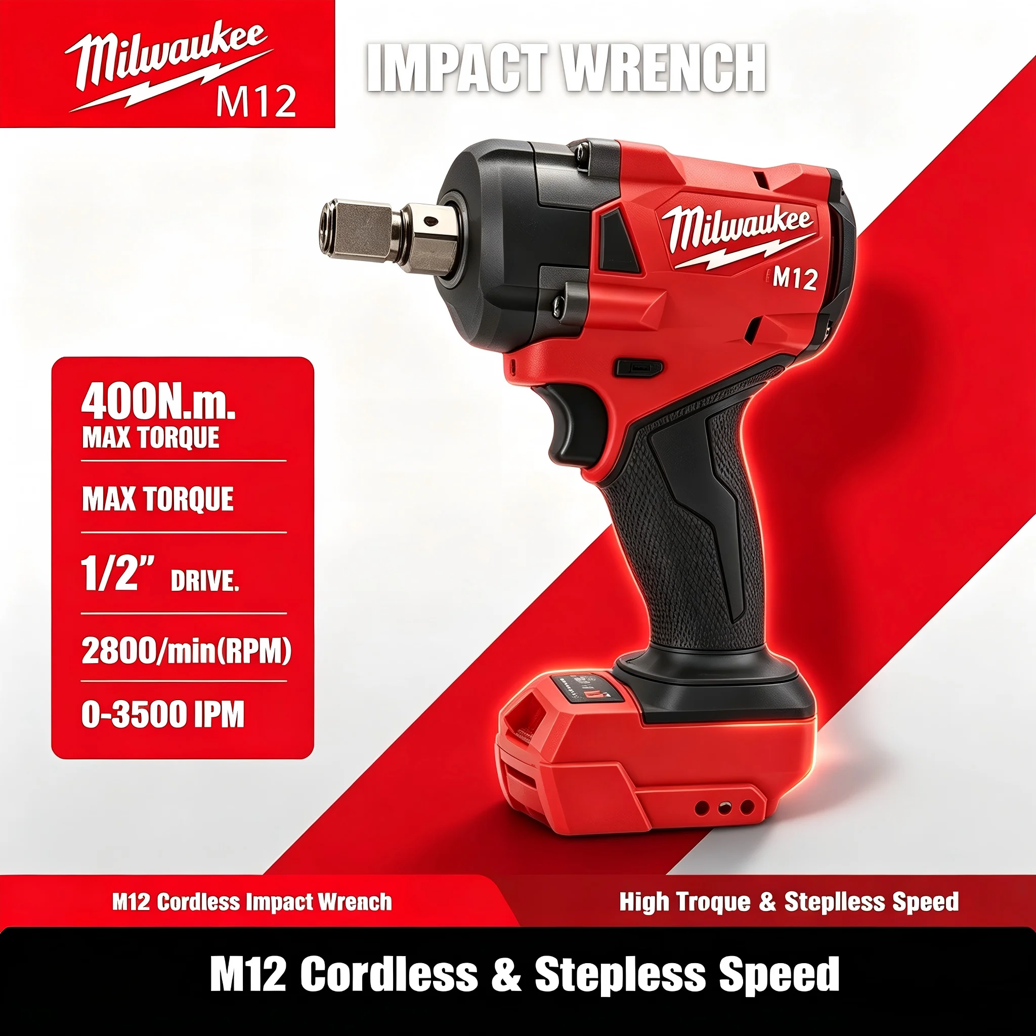 Milwaukee Drill M12 Fuel - Bezszczotkowy elektryczny klucz udarowy Milwaukee M12