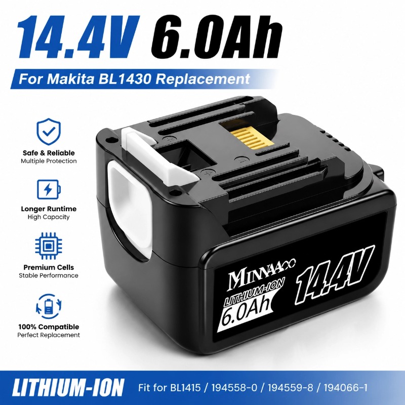 Makita Drill Hp1640 - Zamiennik akumulatora litowo-jonowego Makita 14.4V 6.0Ah